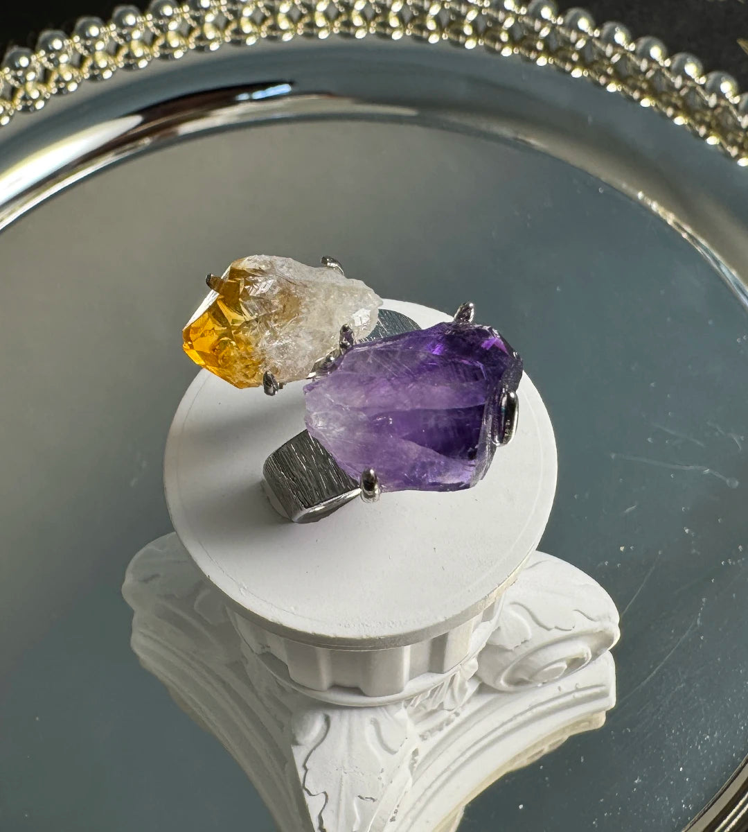 Astara Citrine & Amethyst Ring | One of a Kind Crystal Ring