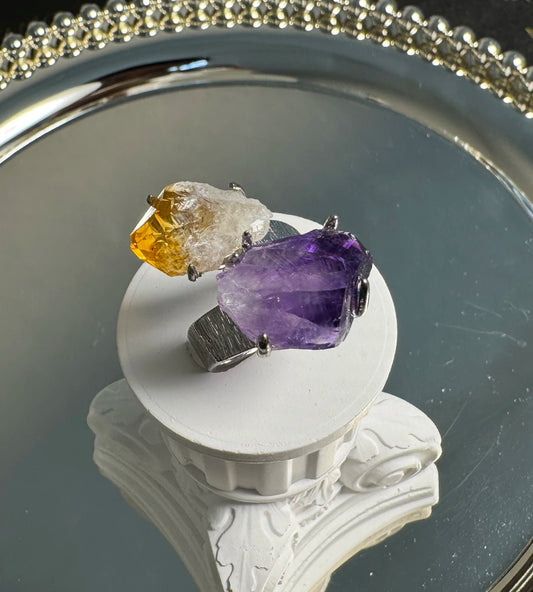 Astara Citrine & Amethyst Ring | One of a Kind Crystal Ring