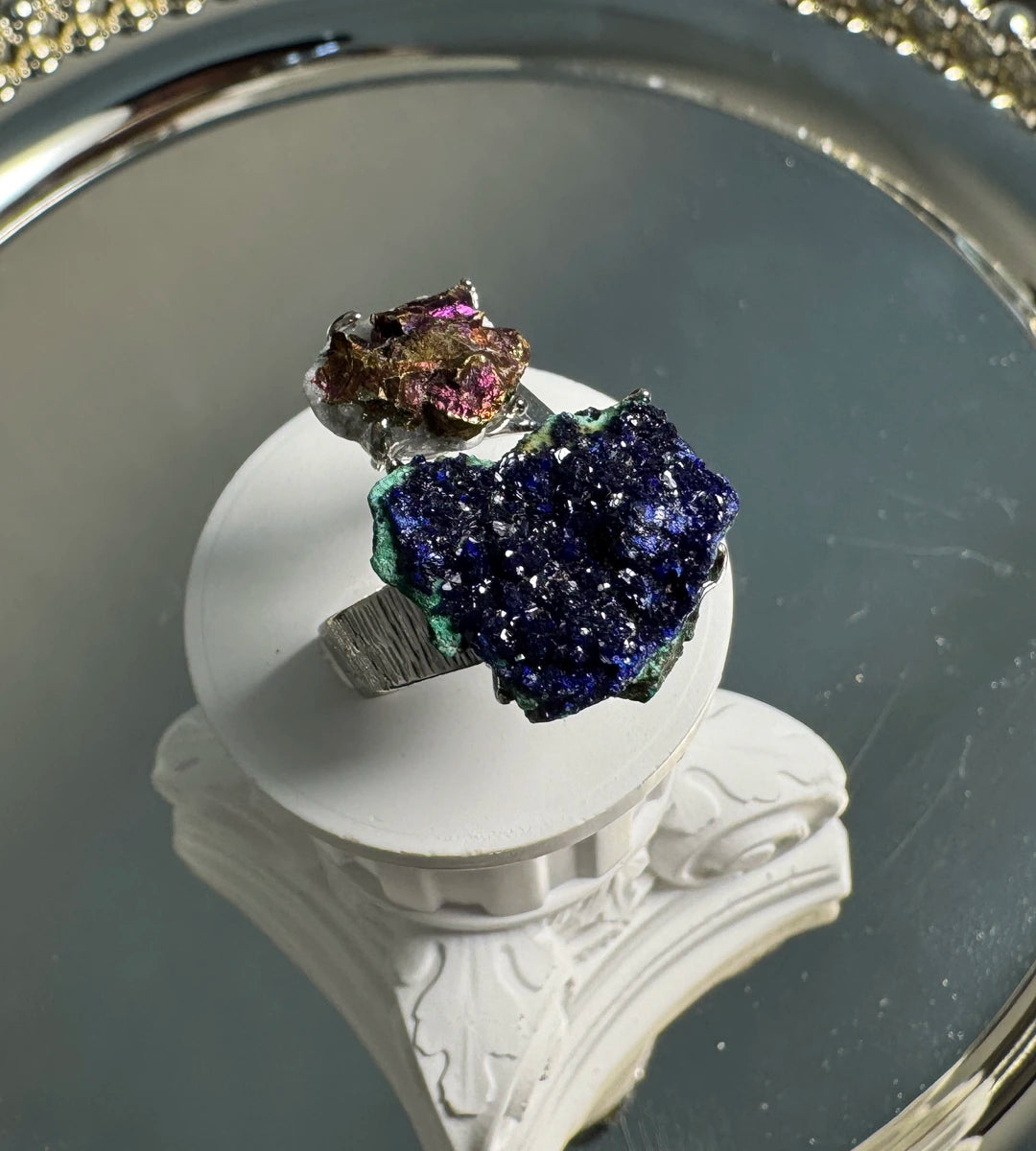Raw Azurite & Bornite One of a Kind Ring