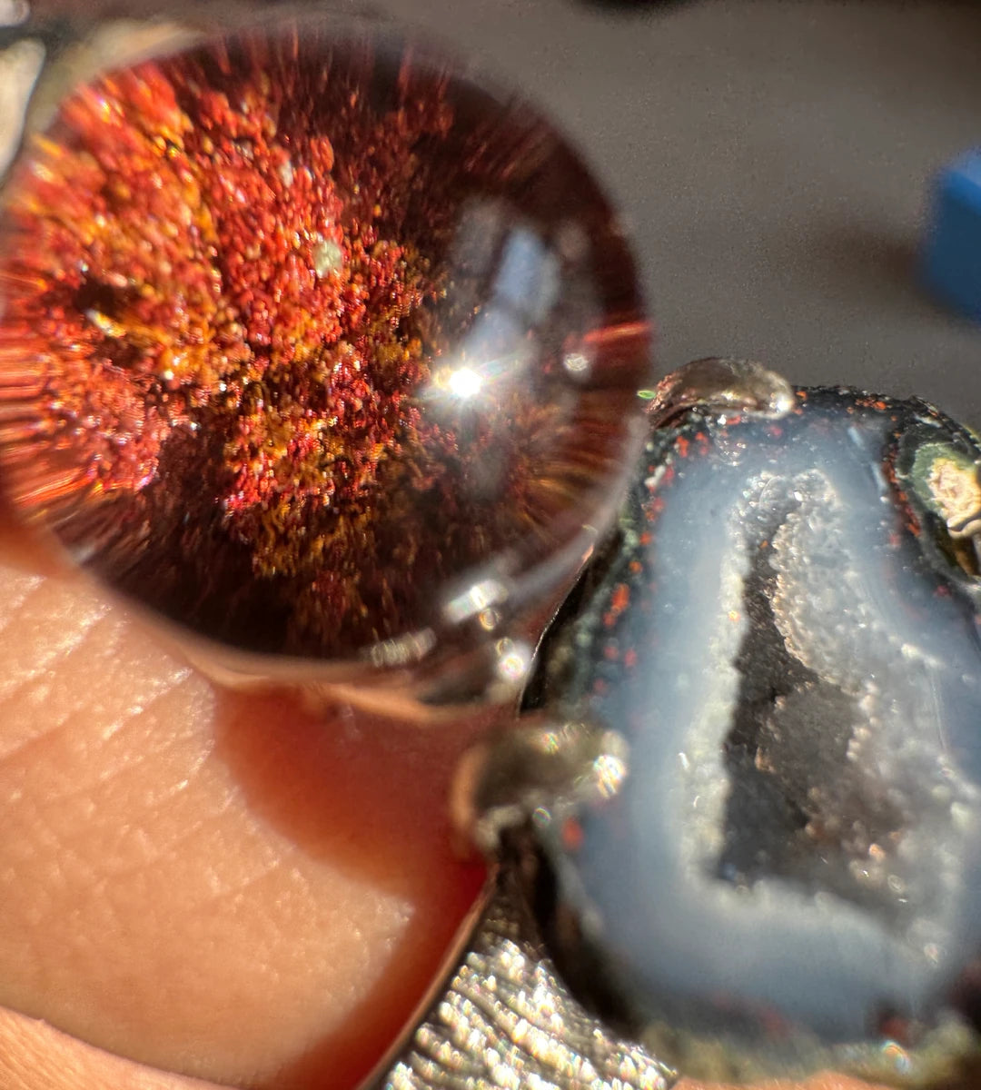 Mini Geode & Red Phantom Quartz One of a Kind Ring