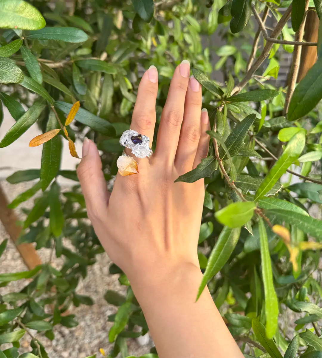 Raw Citrine & Bornite One of a Kind Ring