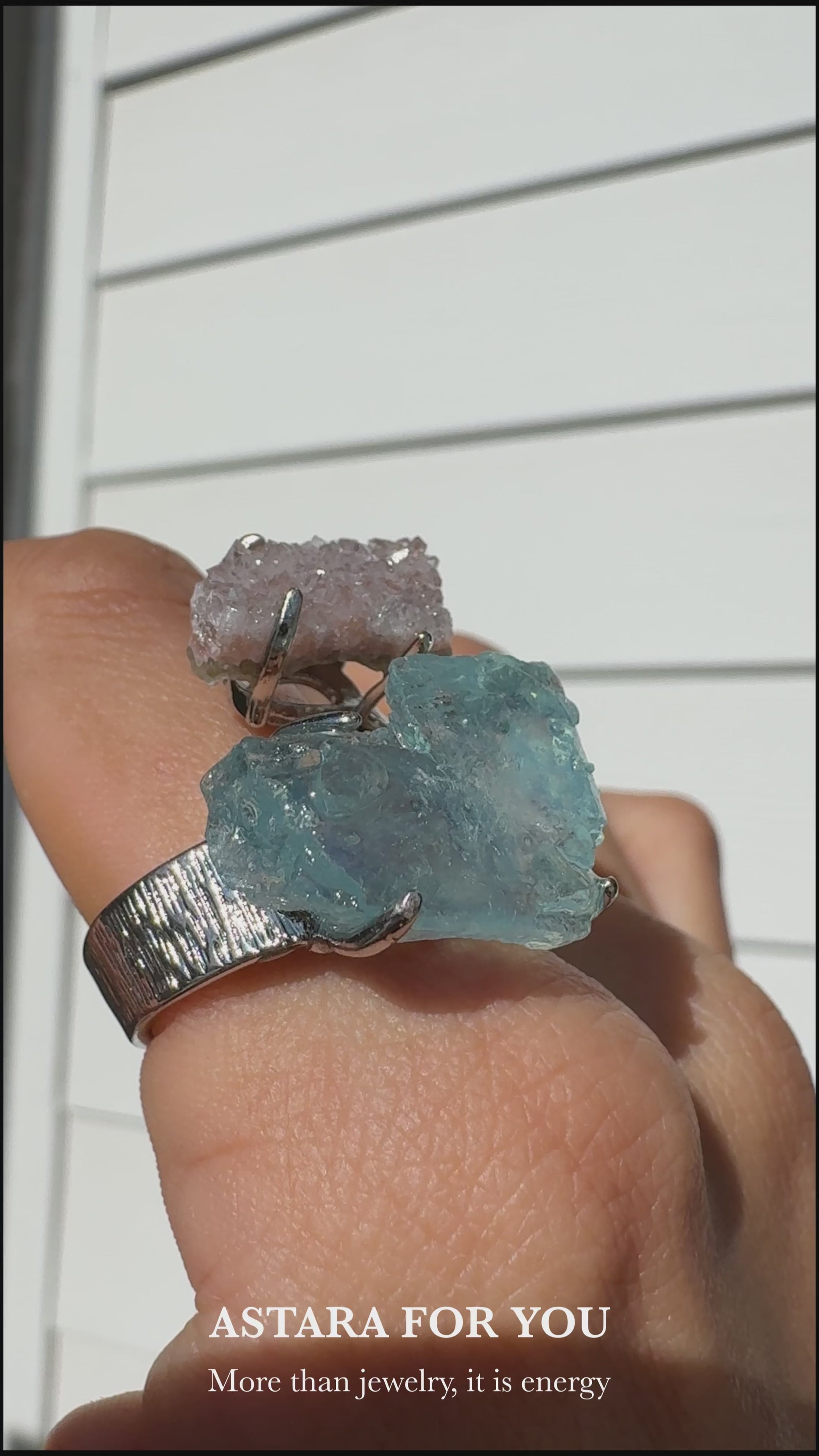 Raw Sugar Quartz & Aquamarine One of a Kind Ring