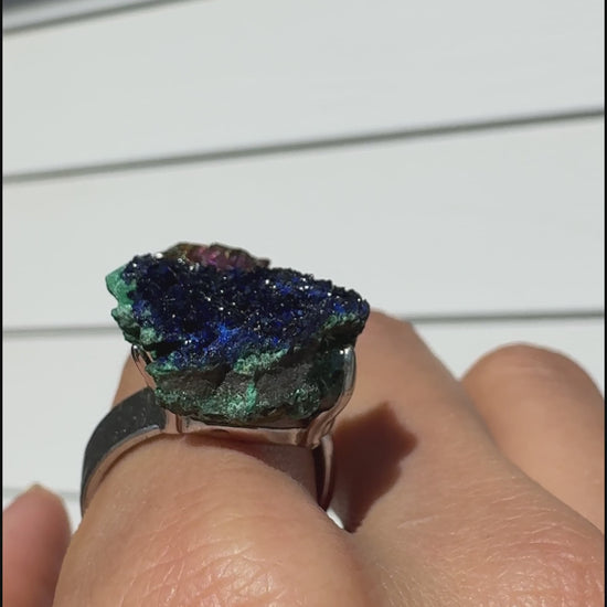 Raw Azurite & Bornite One of a Kind Ring