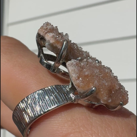 Double Sugar Quartz One of a Kind Ring