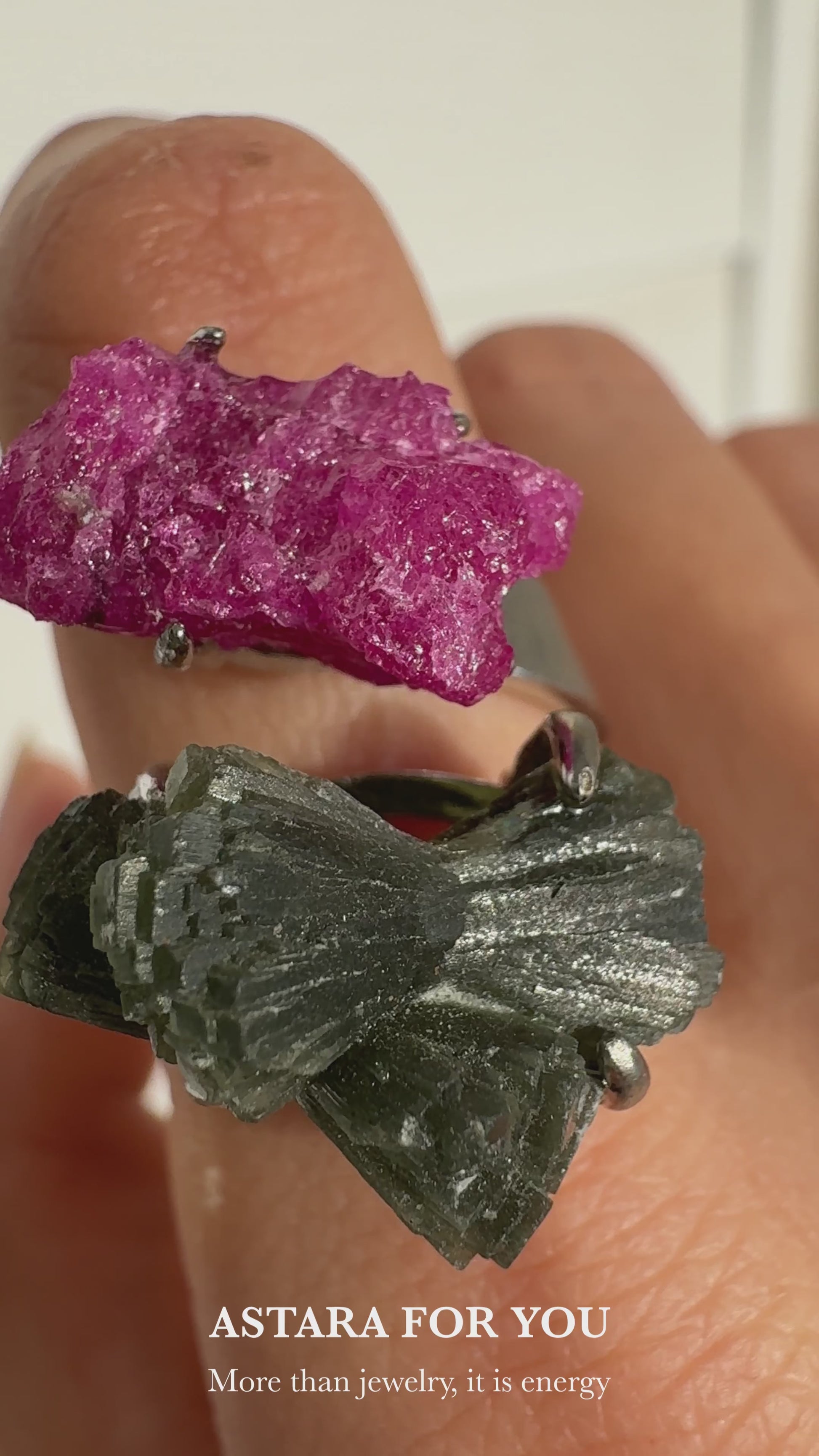 Ruby Corundum & Prehnite Cluster One of a Kind Ring