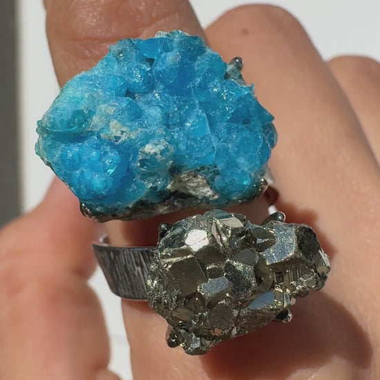 Pyrite & Hemimorphite One of a Kind Ring