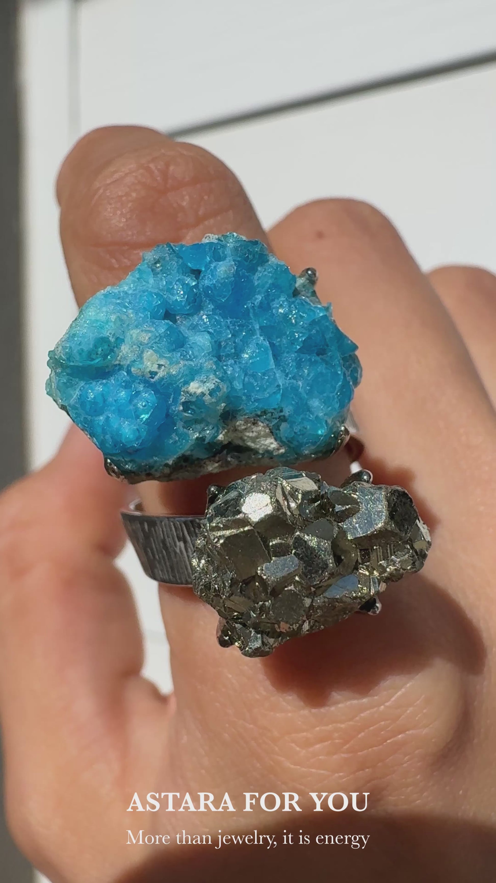 Pyrite & Hemimorphite One of a Kind Ring