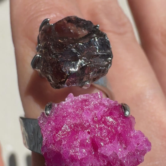 Smoky Quartz & Red Corundum One of a Kind Ring