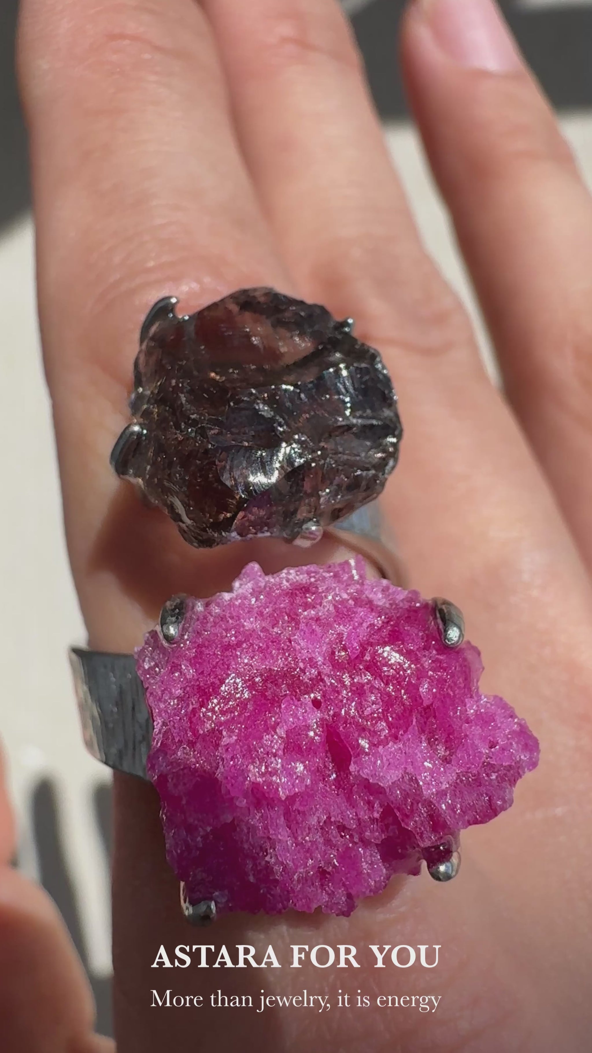 Smoky Quartz & Red Corundum One of a Kind Ring