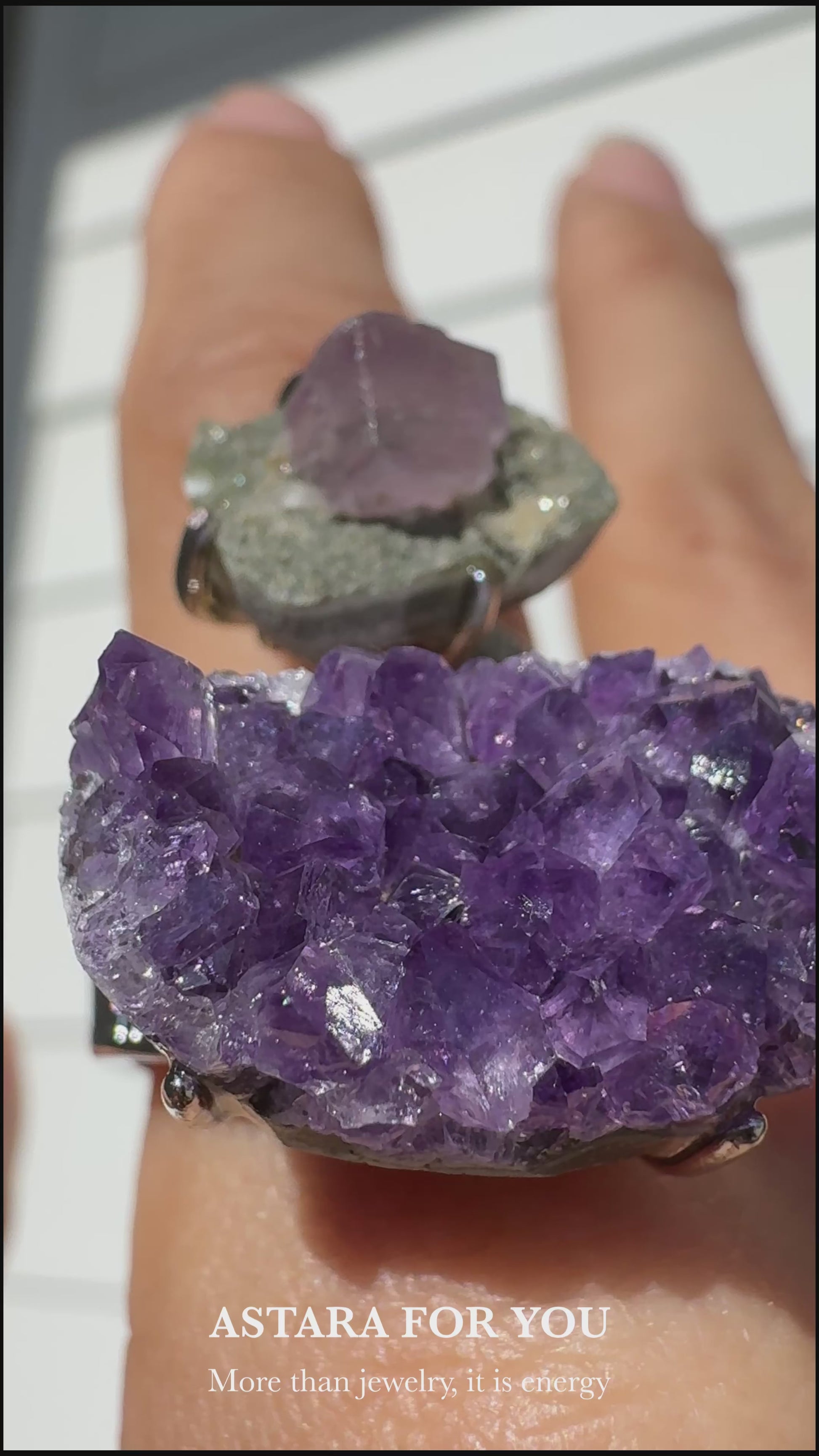 Amethyst & Fluorite with Chlorite One of a Kind Ring