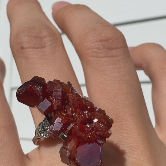 Vanadinite Raw Crystal Ring – One of a Kind