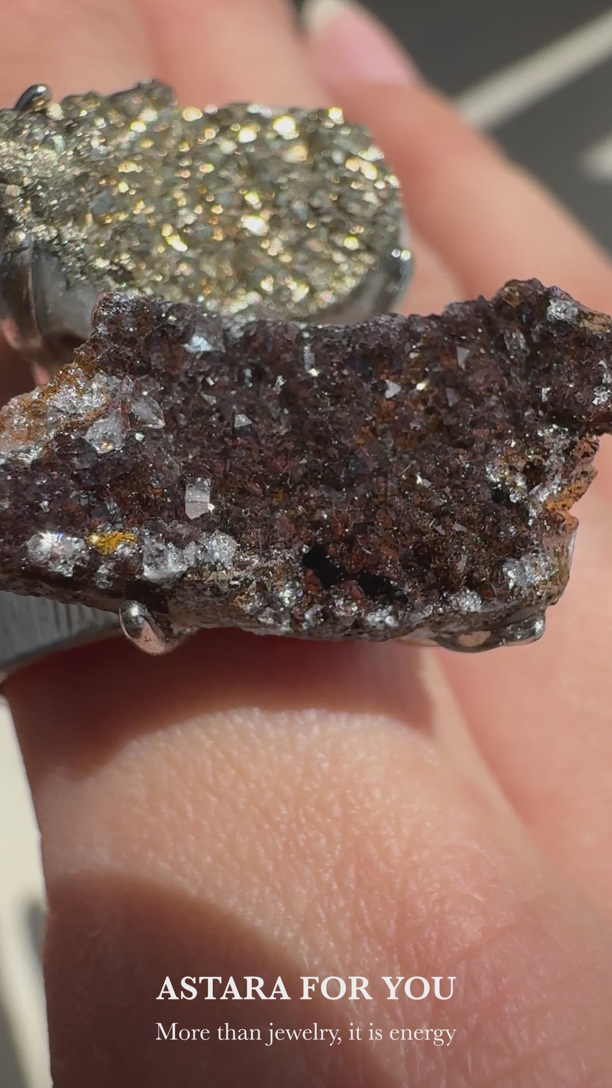 Pyrite & Limonite with Quartz One of a Kind Ring