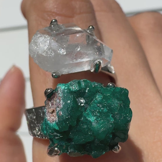 Astara Clear Quartz & Dioptase One of a Kind Ring
