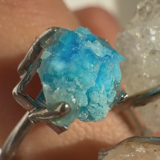 Citrine, Hemimorphite & Clear Quartz Cluster One of a Kind Ring