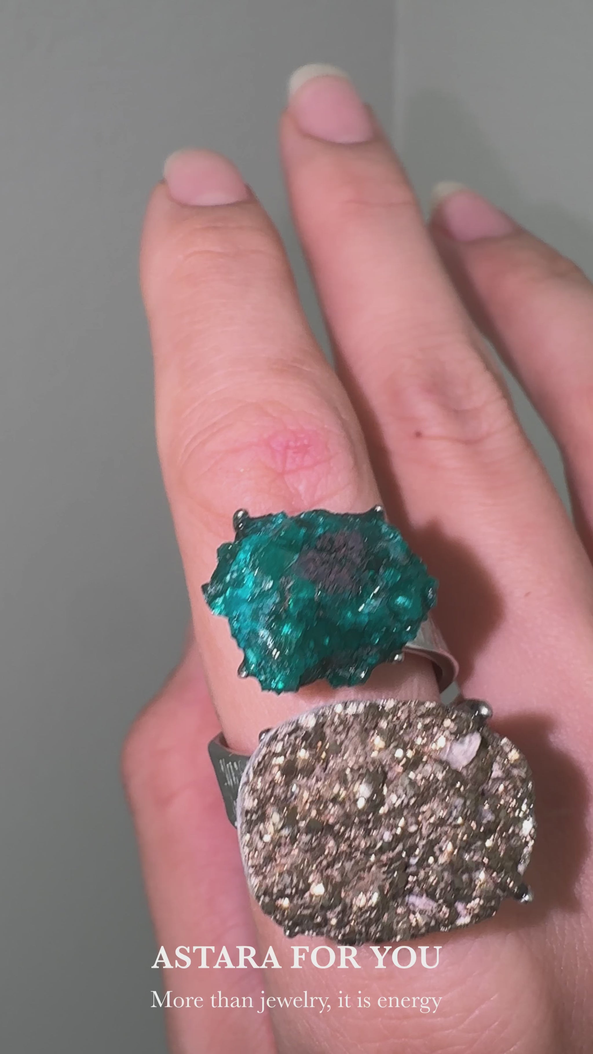 Dioptase & Pyrite One of a Kind Ring