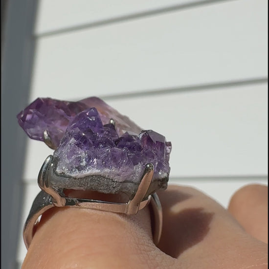 Double Amethyst One of a Kind Ring