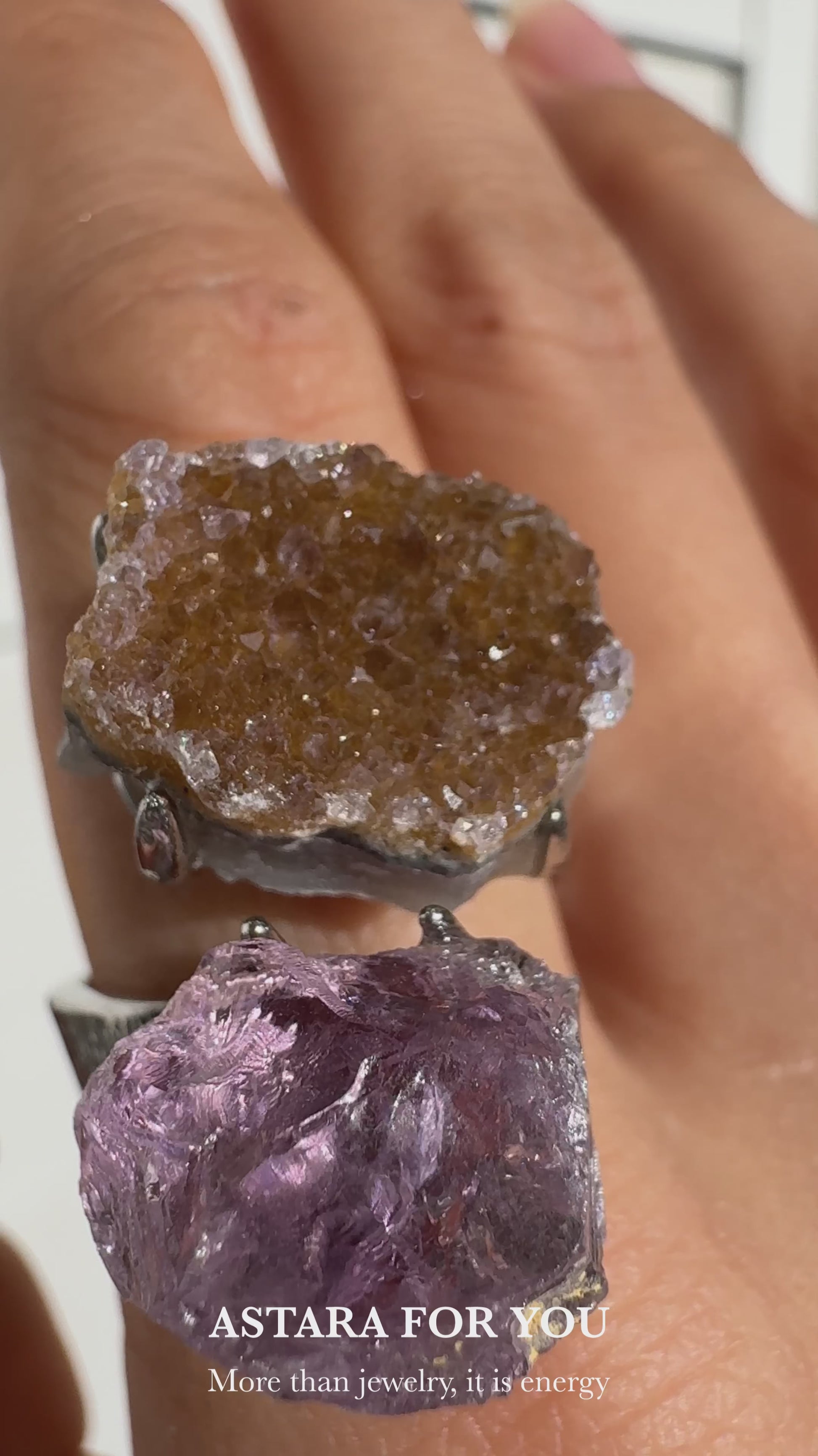 Amethyst & Sugar Quartz One of a Kind Ring