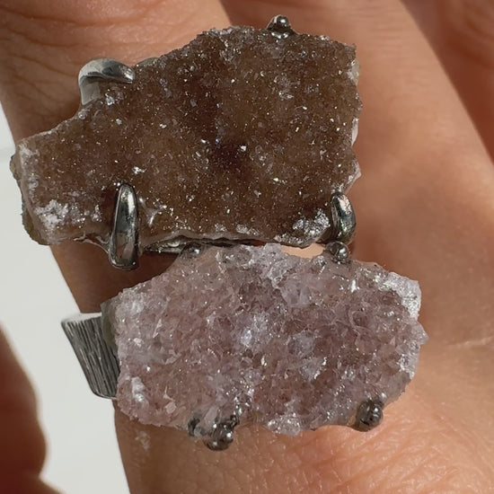 Pink & Brown Sugar Quartz Duo One of a Kind Ring