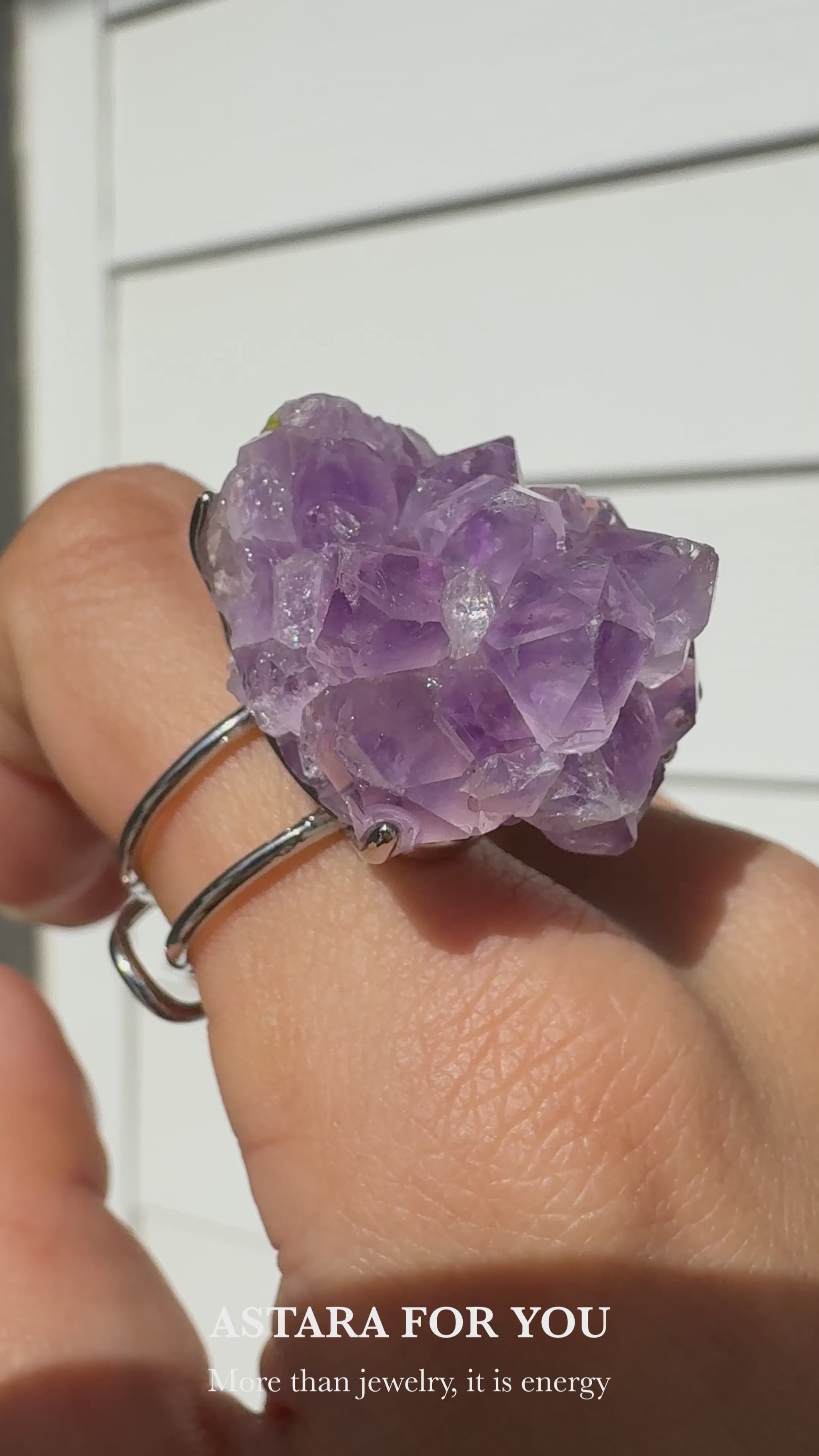 Brazilian Amethyst Raw Crystal Ring – One of a Kind