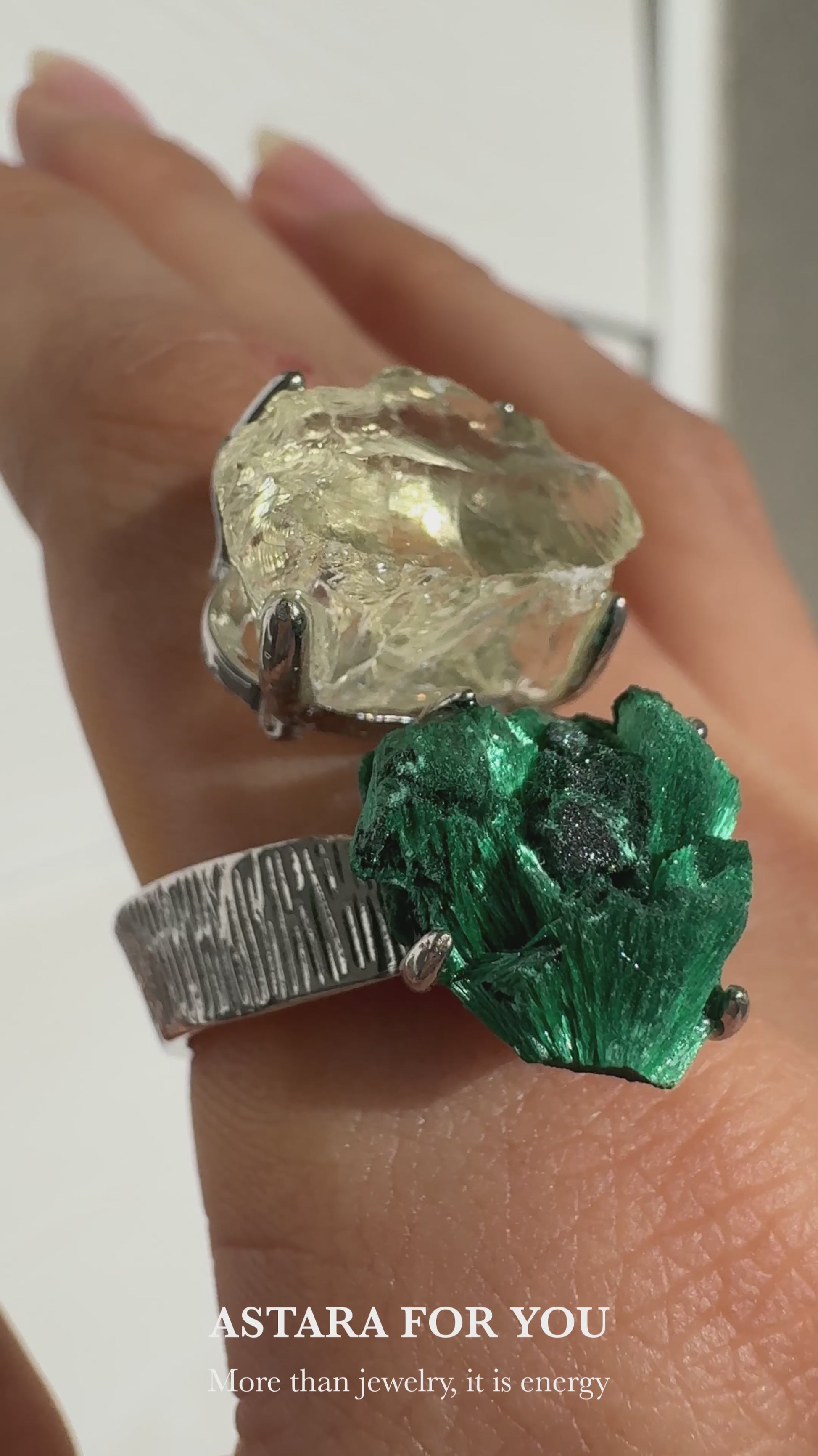 Raw Citrine & Malachite One of a Kind Ring