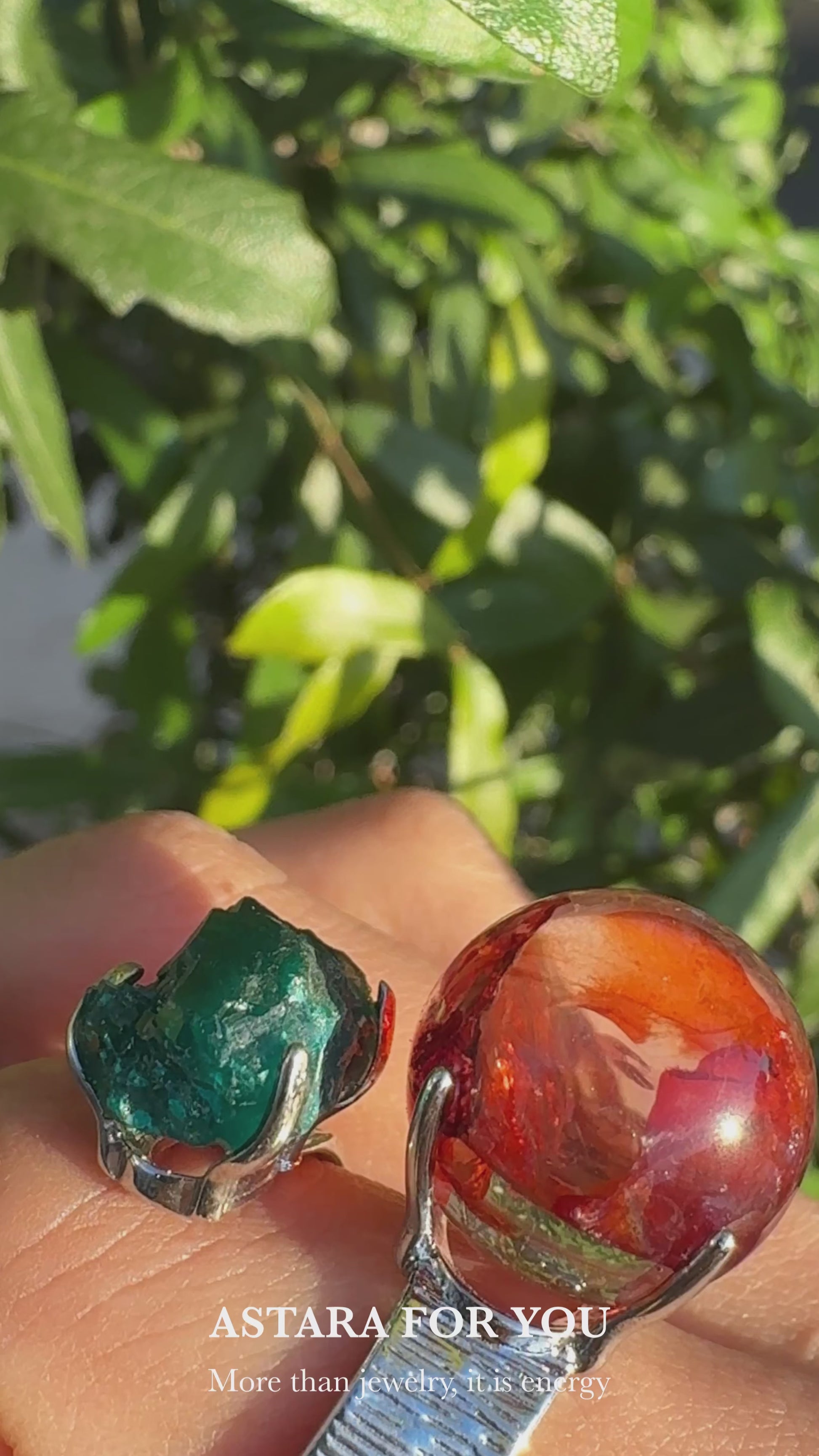 Dioptase & Red Hematoid Quartz One of a Kind Ring