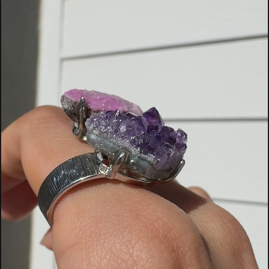 Astara Cobalto Calcite & Amethyst Ring | One of a Kind Crystal Ring
