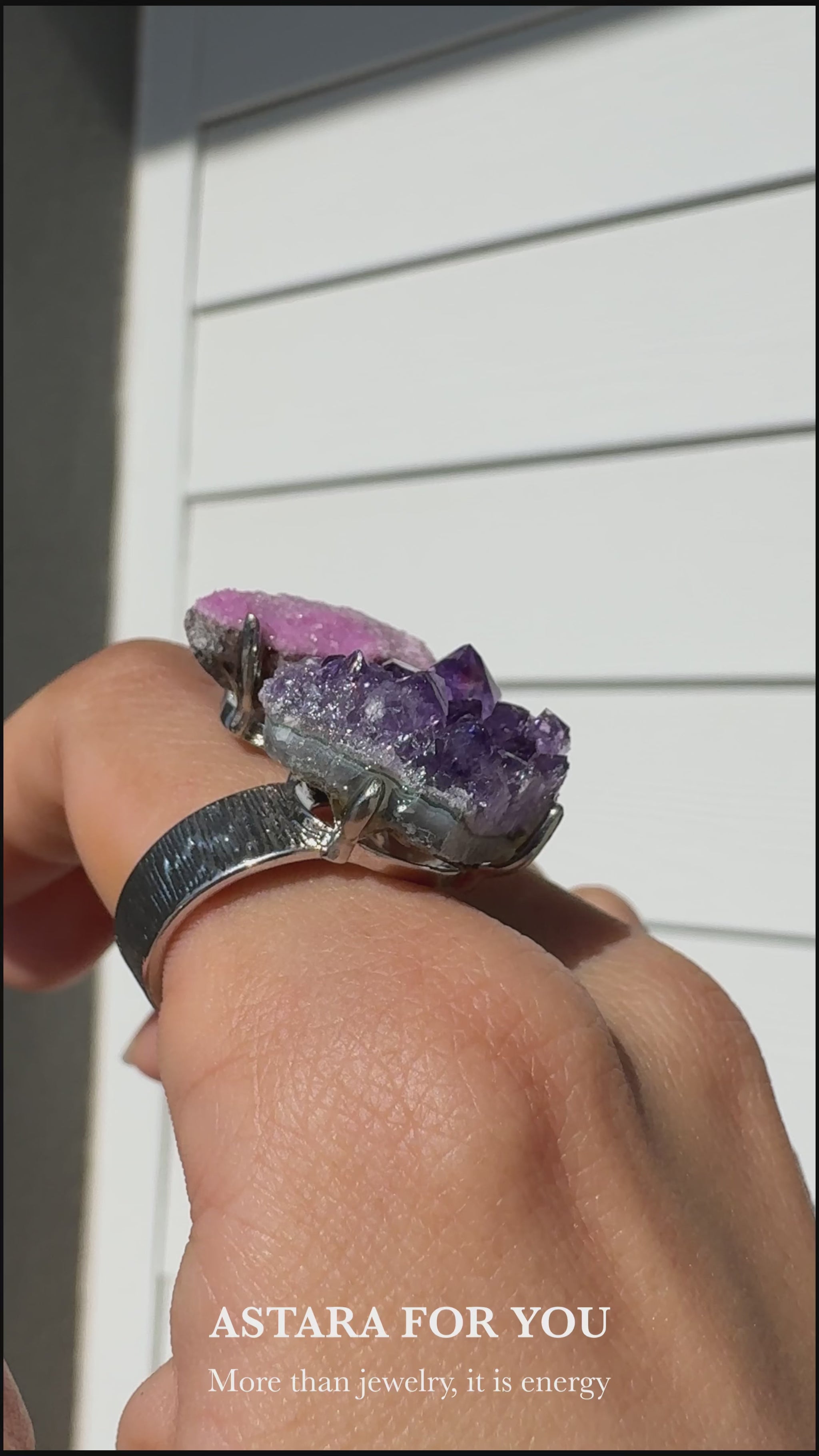 Astara Cobalto Calcite & Amethyst Ring | One of a Kind Crystal Ring