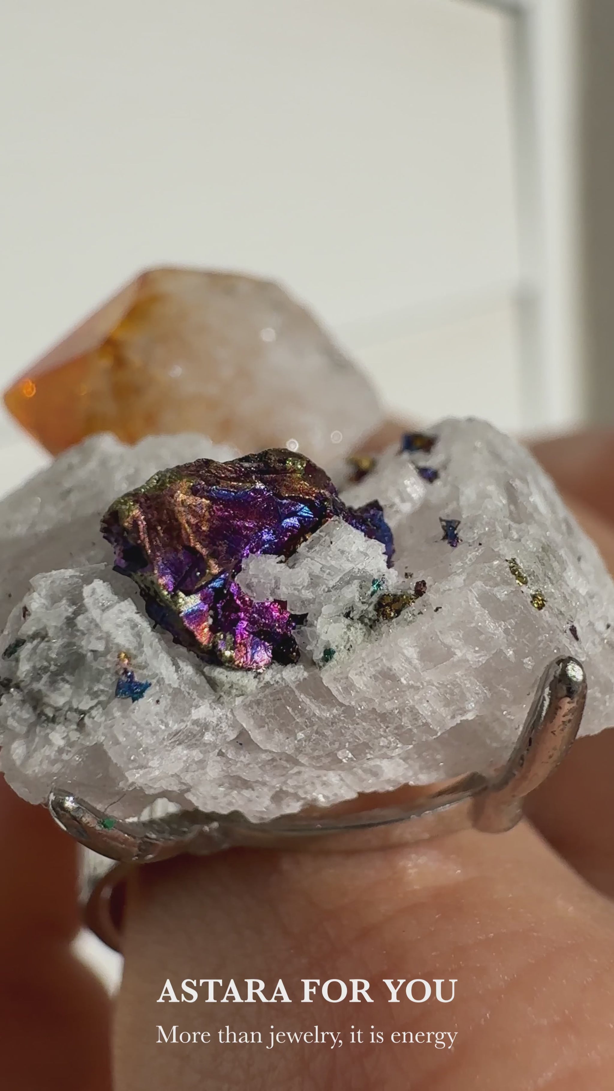 Raw Citrine & Bornite One of a Kind Ring